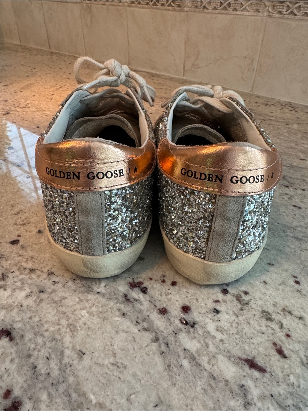 Golden Goose Super-Star Glitter Sneakers - Silver & Rose Gold Accent - Picture 4 of 8